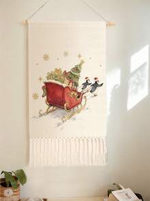 1PC Tapestry, Wall Hanging, Long Linen Vintage Tassel Tapestry, Vertical Wall Decor, Animal Print Design; Versatile For Living Room, Bedroom, Office, Party And More - Multicolor - View 10
