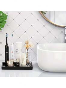 2/1pc Modern Rectangular Vanity Tray, Non-Slip Aromatherapy Tray, Bathroom Countertop Decor Storage Tray, Suitable For Vanity, Sink, Kitchen Countertop, Bathroom Countertop, Sink, Vanity, Kitchen Countertop, Can Hold Fragrance, Candles, Soap, Hand Wash Bottles And Jewelry, Clean Rectangular Shape, Smooth Texture, Fits Modern Home Decor Style, Adds Elegant Charm - Multi-color - View 5