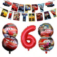 Disney McQueen Flag Aluminium Foil Ball Decoration Set, Red Numbered Family Party Decorations And Wall Decor Props - View 7