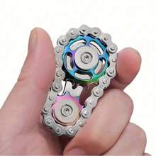 Multi-Play Stress Relief Finger Gear Flywheel Spinner, New Fingertip Gyro Stress Relief Gadget, Gear Mechanical Metal Toy, Bike Chain Gear , Alloy Metal Fingertip Gyro Stress Relief Toy, Rainbow Sensory Fidget Toy For Kids Adults, EDC Desk Toy For Anxiety ADHD, Office School Birthday Gift - Multicolor - View 6