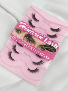7 Pairs Half-Strip False Eyelashes, Black Band/Clear Band Cat Eye Style, Extended Tail, Natural Curl, Suitable For Daily Wear For Girls - Black - View 9