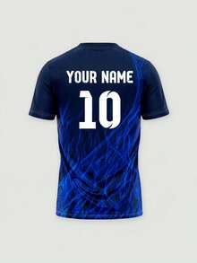 One Japanese Football Jersey. Customizable Sports Shirt. Can Add Team Logo. Men's Customizable Jersey. - Blue - View 4