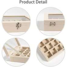 1 Classic Simple Gray Dustproof Jewelry Accessory Storage Box, Packaging Box, Ring Earring Necklace Bracelet Storage Box, Women's Travel Essential Gift, Back-To-School Season Gift - Grey - View 8