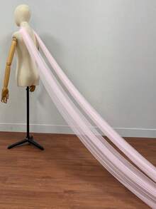 1pc White Bridal Tulle Minimalist Scarf Shawl, Off-Shoulder Cape Accessory For Wedding Dress - Multicolor - View 8