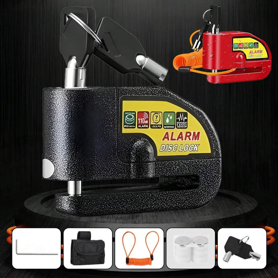 Anti-Theft Motorcycle Lock With Alarm Function, Motorcycle Lock With Cable, High-Security Lock, Suitable For Off-Road Motorcycles And Electric Vehicles. - A - View 1