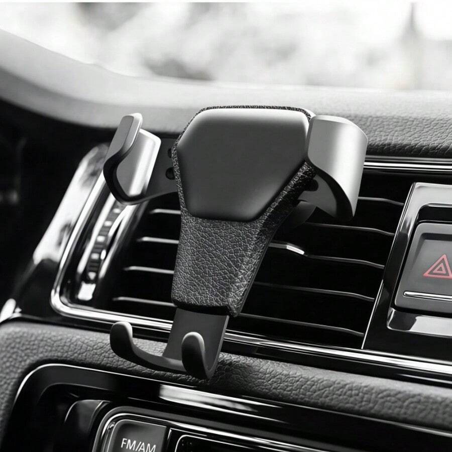 1pc Black Car Air Vent Phone Holder, Stable Anti-Shake Anti-Drop, Universal For Most Phone Models, Easy Installation, Convenient For Navigation Viewing, Car Phone Support Accessory - Gravity-support Navigation Mount - View 1