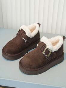 Children's Autumn/Winter Ankle Boots, Plush Thick Lining, Thick Sole, Anti-Slip, Warm Winter Boots For Baby Girls - Brown - View 2