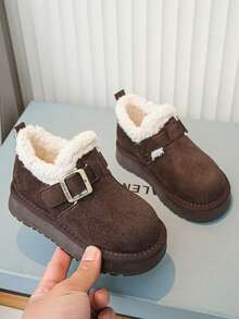 Children's Autumn/Winter Ankle Boots, Plush Thick Lining, Thick Sole, Anti-Slip, Warm Winter Boots For Baby Girls - Brown - View 3