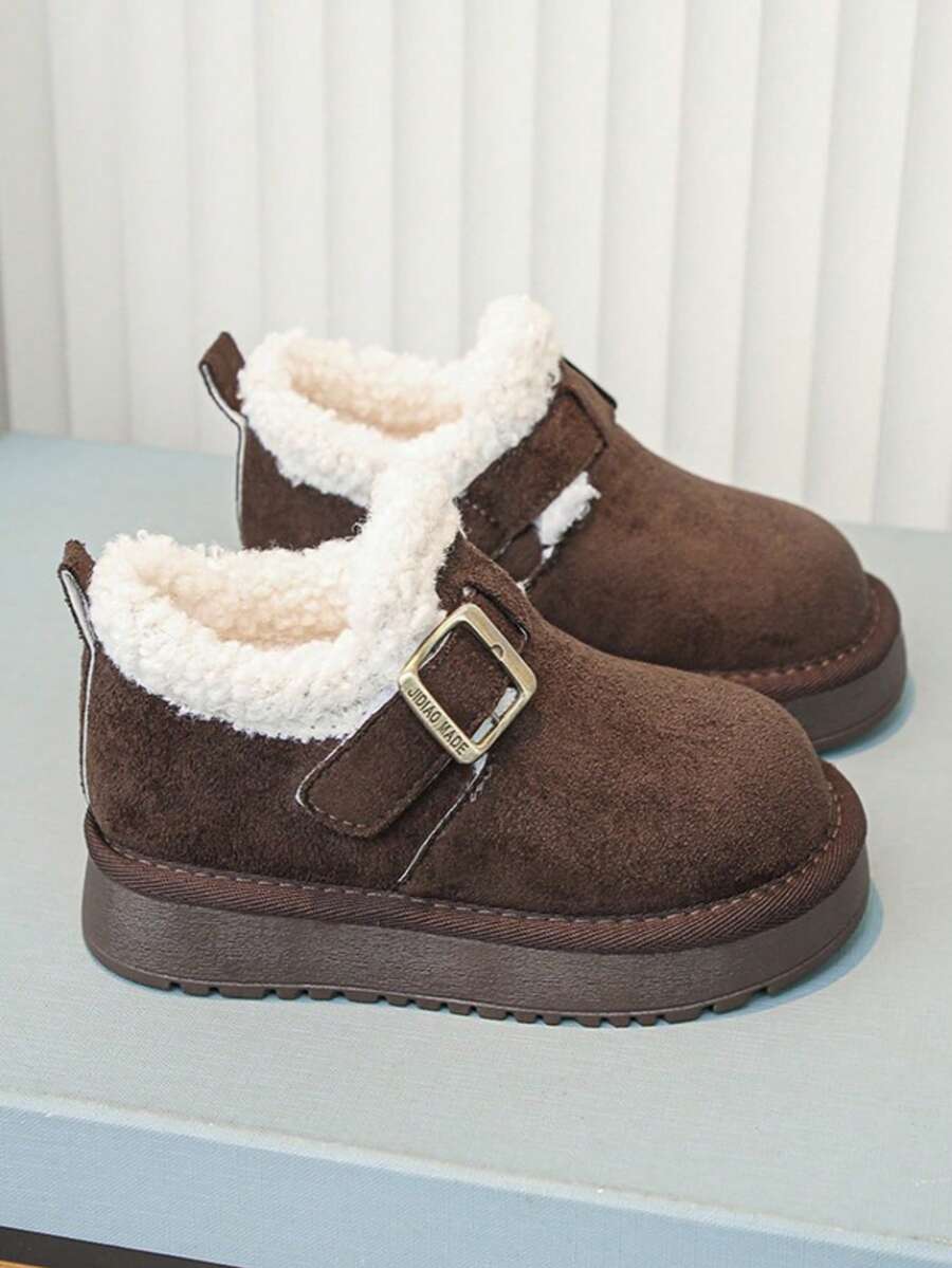 Children's Autumn/Winter Ankle Boots, Plush Thick Lining, Thick Sole, Anti-Slip, Warm Winter Boots For Baby Girls - Brown - View 1