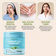 Hyaluronic Acid Cleansing & Moisturizing Cotton Pads, Pore/Exfoliation Cleansing & Moisturizing & Nourishing, Refreshing Feeling, Suitable For All Skin Types - Flip-Top Pack - View 7