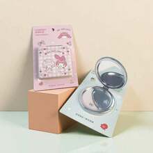 Miniso Series Double‑Sided Folding Compact Mirror, Square & Round Shapes For Option, Cute Cartoon Pocket Makeup Mirror, Portable Mini Hand Mirror For Handbag, Travel & Daily Makeup Touch‑Up‑1pc - Multicolor - View 1