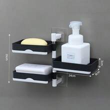 Giá đựng xà phòng xoay 2/3/4 tầng, khay đựng xà phòng thoát nước gắn tường phòng tắm, kệ lưu trữ sáng tạo không cần khoan cho gia đình - Kệ đựng xà phòng - Xem 14