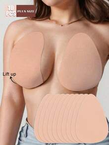10/20pcs Women's Plus Size Self-Adhesive Fabric Breast Lift Pads, Invisible Breast Lift Tape, Multiple Colors, Suitable For Backless Dresses, Parties, Weddings - Multicolor - View 11