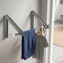 SENDERPICK Grey Wall Mounted Drying Rack Laundry Room Drying Rack Space Saving Clothes Rack - Grey - View 7
