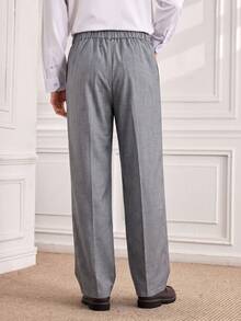 Officeau Men's Casual Dress Pants, Spring/Autumn, Fashionable Versatile Wide Leg Long Trousers With Drape For Commuting And Travel - Grey - View 2