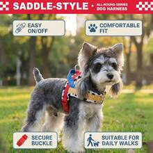 DomKim Saddle Style No Pull Dog Harness With Back Control Handle, Thick Soft Padded Escape Proof Vest Harness, Adjustable Durable Pet Chest Strap, Reflective Walking Gear For Small Medium Large Dogs Outdoor Hiking Daily Stroll - Multicolor - View 9