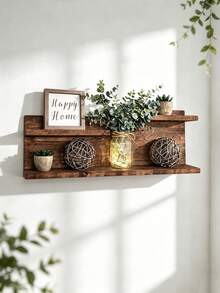 Wooden Rustic Bookshelf, Decorative Shelf/Wall Display Rack, Wooden Wall-Mounted Decorative Shelf, Farmhouse/Rustic/Country Wall Decor - View 10