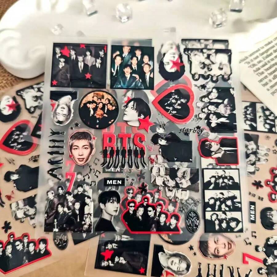 Hasbro Stiker Kreatif Album Baru BTS Boy Band Arirang Campuran Timbul 3D untuk Buku Catatan dan Perencana, Label Kristal - MultiWarna - View 1