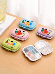 Small Medicine Box With Retro Fish Pattern, Retro Medicine Box, Portable Minimalist Medicine Box, Medicine Storage Box With Compartments, Suitable For Family And Travel, Portable Travel Mini Medicine Box, Divided Travel Medicine Storage Box, - Multicolor - View 2