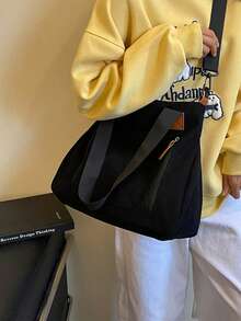 Unisex Casual Tote Bag Large Capacity Multi-Pocket Shoulder Bag, Daily School Work Handbag For Students & Office Workers Ladies' Shoulder Bag - Multicolor - View 2