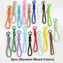 5pcs 16cm Macaron Color Wrist Lanyards, Keychain Accessories, Bag Charms, DIY Beaded Pendant Accessories, Anti-Loss Phone Lanyards - Colorful Woven Lanyard - View 10