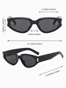 1 Pair Men's Personalized Rivet Cat Eye Fashion Glasses For Driving And Fishing - Glossy Black - View 4