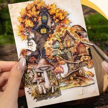 12pcs Creative Forest Library Theme Stickers, Vibrant Colors & Exquisite Illustrations, Multi-Functional Scrapbook Stickers For Decorating Art Journals, Card Making, Handmade Art DIY Stickers, Holiday Gift - Sticker - View 4