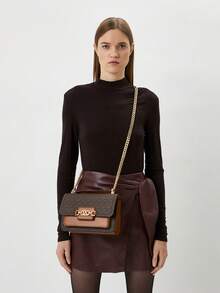 Michael Kors MK Heather Large Logo Shoulder Bag, Women's Classic Flap Crossbody Bag, Casual Square Handbag With Chain Strap - Brown - View 2