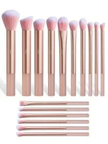 BS-MALL Luxury 16pcs Pink Long Handle Makeup Brush Set, Gift For Girlfriend, Makeup Tool Set Including Foundation Brush, Eyeshadow Brush, Blush Brush - Watermelon Pink - View 11