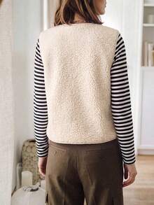 Women's Solid Color Casual Versatile Daily Wear Vest Jacket - Apricot - View 5