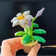 Multi-Color Building Block Potted Flower Series Includes: Lily, Hyacinth, Lily Of The Valley, Sunflower Pot, Jade Plant, Pink Spider Plant. ABS Material, Building Block Toy Set. Atmospheric Display Decor, Suitable For Hobbyists And Collectors. Halloween, Christmas, Carnival Party Gift. - Multicolor - View 4
