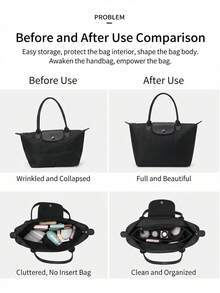 NEWHEY Felt Bag Organizer Insert For Tote Bags, 2mm Thick Bag-In-Bag, Large Capacity Handbag Liner, Multi-Compartment Makeup & Travel Storage Bag - Black - View 3