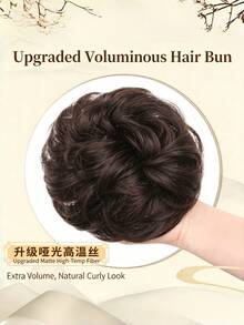 Curly Hair Bun Wig, Hair Padding, Top Bun, Back Bun, Voluminous Floral Bun - Multicolor - View 2