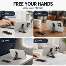 2pcs Mini Keychain Phone Stand Set, Compact Foldable Adjustable Smartphone Holder, 3-Point Stable Support, Non-Slip Grip, Pocket-Sized Daily Carry Stand, Suitable For Desk, Office, Travel, Video Calls, Watching, Reading, Vertical And Horizontal Use - Assorted Colors, 2-pack - View 5