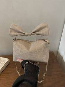 1PC New Minimalist Bowknot Handbag & Crossbody Bag, Casual Elegant Style, Zipper Design, Adjustable Shoulder Strap, Suitable For Daily Outings, Travel, Can Easily Hold Daily Essentials, Versatile Item For Girls, Applicable To Various Styles And Occasions - Multicolor - View 8