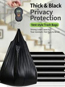 Garbage Bags With Handles, Plastic T-Shirt Bags, Shopping Bags, Black Large Kitchen Trash Bags, Suitable For Home Use - Multicolor - View 4