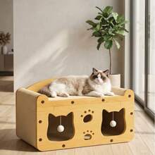 Cute Cat Villa Cat Bed Cat Scratcher Corrugated Cardboard Cat Bed No Shedding - one-size - View 3