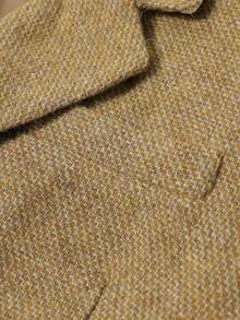 Vintage Khaki Premium Autumn/Winter Blazer Jacket With Buttons, Long Sleeve, Academic Office Daily Wear, Spring/Autumn - Khaki - View 4