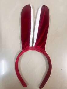 1pc Halloween Red Rabbit Ear Headband Cute Plush Rabbit Ear Headpiece Sexy Bunny Girl Cosplay Sweet Girl Decoration - Multicolor - View 10