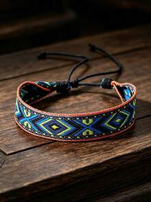 Spring/Summer New Women's Vintage Handmade Woven Bracelet, Colorful Mixed Nepal Bohemian Artistic Style Printed Fabric Hand Rope Bracelet Jewelry - Color 2 - View 3