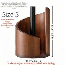 1pc Solid Wood Round Small Toilet Paper Holder, Compact Space-Saving Desktop Tissue Storage Rack, Natural Wood Color, Decorative Tissue Box, Suitable For Living Room, Bedroom, Office, Kitchen, Bathroom Countertop, Practical Housewarming Gift - Multicolor - View 16