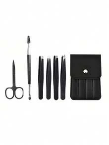 6pcs/Set, Eyebrow & Eyelash Grooming Kit, Includes 4 Tweezers 1 Beauty Scissors 1 Eyelash Brush, Professional Makeup & Beauty Tools, Eyebrow Tweezers, Eyebrow Scissors, Travel Portable Set, Suitable For Commercial And Home Use, Eye Makeup Tools, - Multicolor - View 7