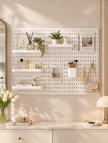 Pegboard Storage Rack, Wall-Mounted Shelf, Multi-Functional Wall Storage Board, No-Drill Modular Hook Storage Rack, Kitchen Spice & Utensil Storage Rack, Bathroom Toiletries Storage Rack, Bedroom Cosmetics & Skincare Storage Rack, Entryway Key Rack, Study Office Supplies Organizer, Dorm Wall Storage Rack, Tool Storage Board, Desktop Organizer Storage Board, Suitable For Kitchen, Bathroom, Bedroom - Multicolor - View 3