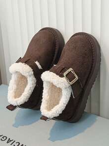 Children's Autumn/Winter Ankle Boots, Plush Thick Lining, Thick Sole, Anti-Slip, Warm Winter Boots For Baby Girls - Brown - View 6