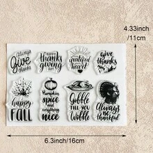 Thanksgiving Autumn Transparent Silicone Stamps, Turkey, Pumpkin, Rabbit, Autumn Text Pattern Rubber Stamps, Suitable For Greeting Card Making, Scrapbooking, DIY Paper Crafts - Thanksgiving-1 - View 21