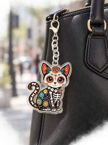Keychain, Bag Charm, Hanging Accessory, For Bags Or Keys, Skull, Flower, Cat, Girls, Students, Casual Outing, Halloween, Christmas, Gift - Multicolor - View 5