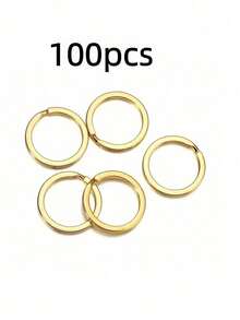 10/20/30/50/100pcs Polished Silver Stainless Steel Round Hole Flat Key Rings Keychains Rhodium Plated Round Split Key Rings DIY Wholesale Christmas - Gold - View 20