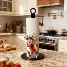 2D Flat Christmas Hat Red Scarf Gingerbread Man & Hot Drink Cup Printed Paper Towel Holder, Acrylic Material Vertical Roll Paper Storage Rack, Kitchen Dining Table Decor Ornament, Easy Installation, Suitable For Christmas Party Home Room Decoration (Paper Towel Not Included) - View 15