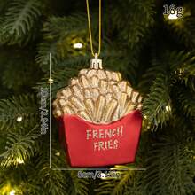 1pc Food Shaped Christmas Tree Ornament, Hamburger Donut Ice Cream Pendant, Kids Christmas Party Decoration - Multicolor - View 9
