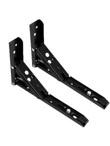 Heavy‑Duty Fold Down Shelf Bracket Metal Triangle Wall Support, Spring‑Assisted Locking Collapsible Bracket For Wall Table, Garage Workbench, Home Storage Shelving, Space‑Saving Hardware Kit - 340mm*133mm - View 3